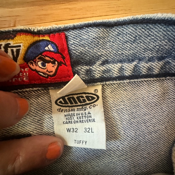 JNCO Light Blue Tuffy wide leg with red stripe detail - Picture 2 of 10